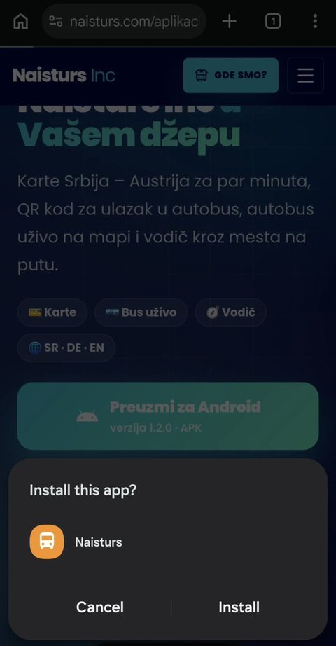 Dodirnite „Instaliraj”